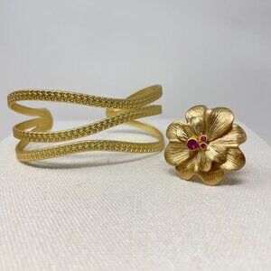 Lia Sophia Azalea Ring Size 10 Trance Slide Bracelet Set of 2 Gold-Tone‎ Retired